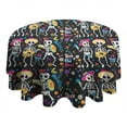 thumbnail image 4 of Day Of the Dead Halloween Pattern Round Tablecloth 60"x60",Wrinkle Wipeable Table Cloth for Kitchen Dining Room Picnic Patio Party, 4 of 6