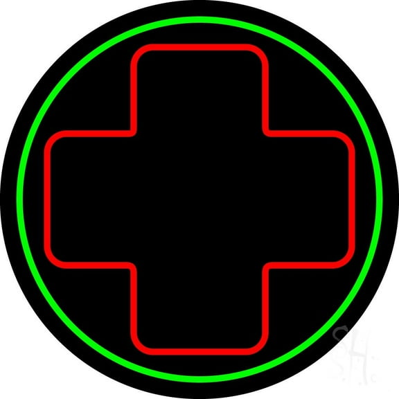 Hospital Plus Logo 2 LED Neon Sign 18 X 18 - inches Black Square Cut Acrylic Backing, with Dimmer - Premium built indoor Sign for Club, Home décor, Event, Workshop, Storefront.