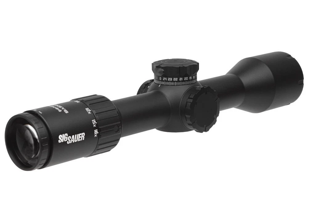 Sig Sauer WHISKEY6 Scope 3-18x44mm, 30mm, FFP, MOA Milling Hunter 2.0, Locking 0.25 MOA ADJ, Black