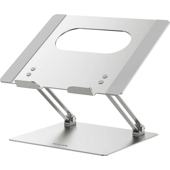 Aluminum Laptop Stand, Ergonomic Adjustable Notebook Stand, Computer Holder Compatible with Air, Pro, Dell, HP, Lenovo More 10-14" Laptops, Black