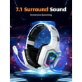 thumbnail image 2 of Wireless Gaming Headset for PS5/PC/PS4/Nintendo Switch,2.4G/Bluetooth Gaming Headphones with Detachable Noise Canceling Mic,7.1 Surround Sound,RGB Lighting White, 2 of 7