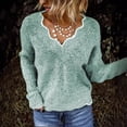 thumbnail image 4 of Suéter casual con cuello en V para mujer, suéter de punto multicolor, camisa básica, otoño e invierno, 4 of 6