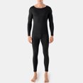 thumbnail image 4 of Men Long Johns Thermal Set,Thermal Underwear Round Neck Slim Two-Sided Bottoming Shirt Clothes Pants Set Black M, 4 of 6