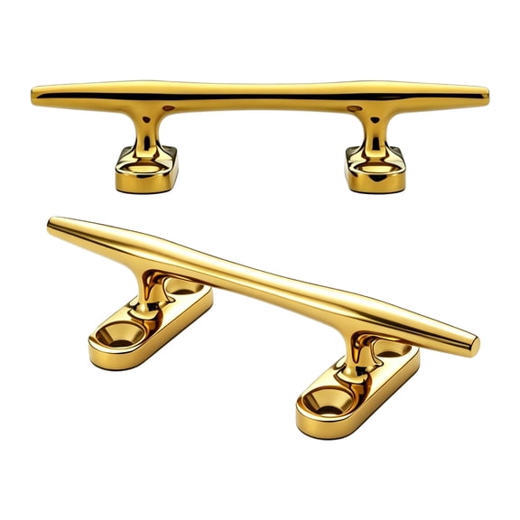 Boat Dock Cleat 316 Stainless Steel Mooring Hardware, Gold Finish Rounded Tie Off Cleat Set for Docking Tasks Daily