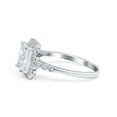 thumbnail image 3 of Halo Radiant Cut Wedding Ring CZ 925 Sterling Silver Size 5, 3 of 7
