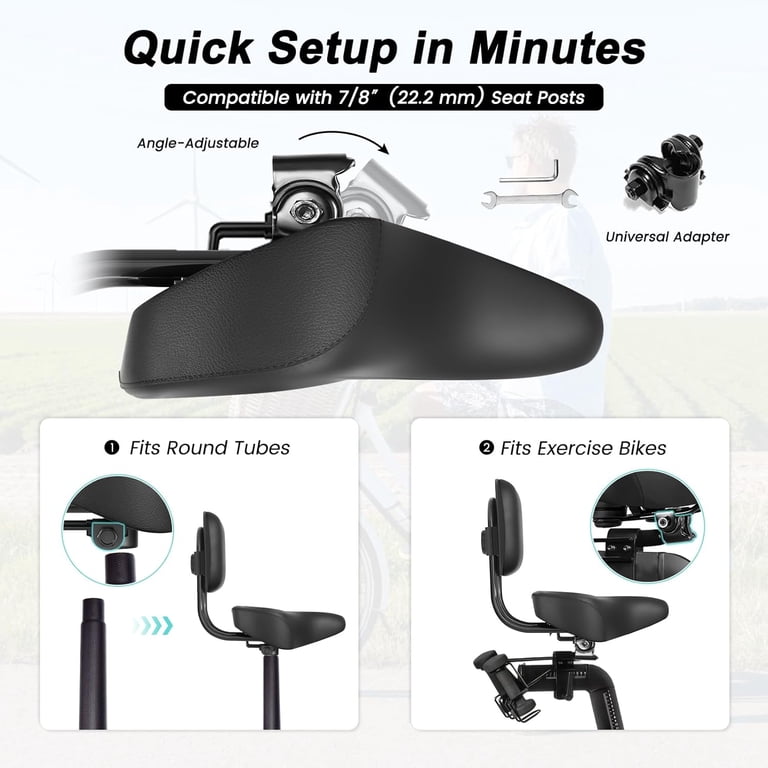 Bike Saddle With Backrest - Universal Comfort Seat 11.8x9.9 Inches For Tricycles, Exercise & Road Bikes