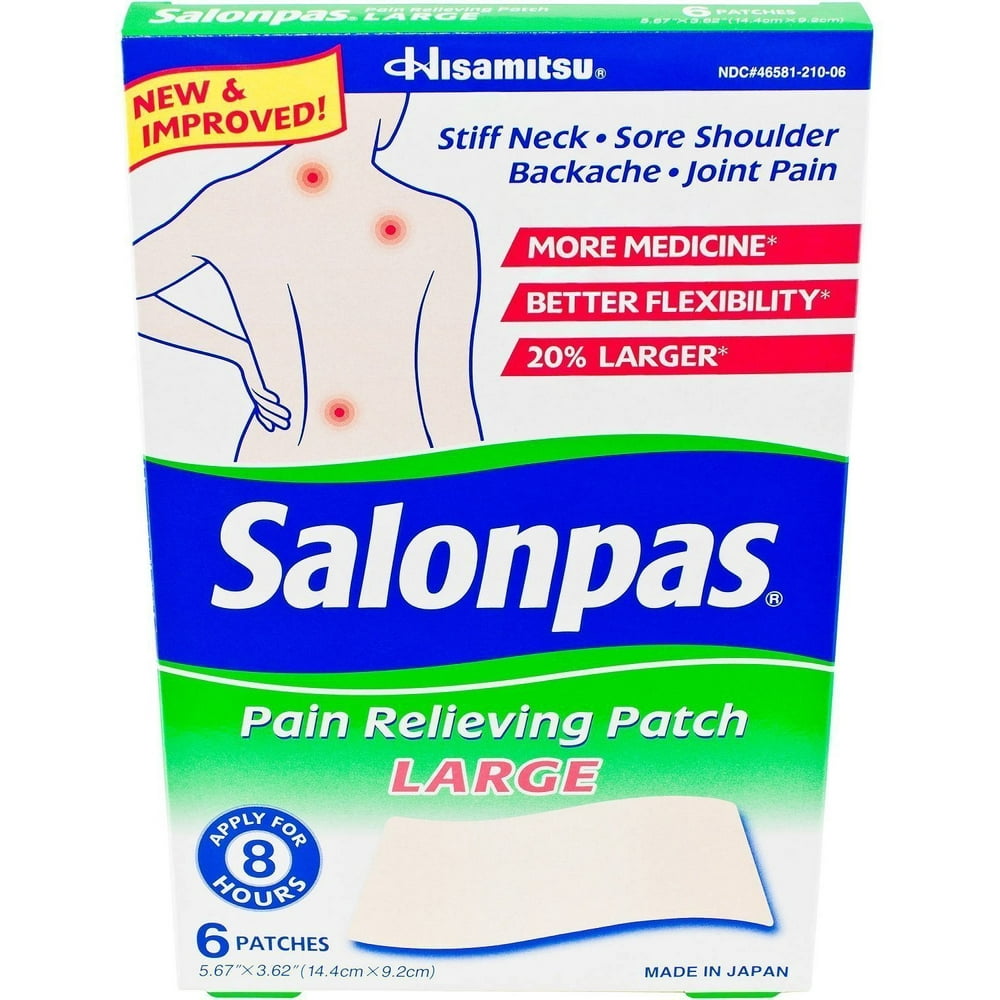 salonpas pain relief patches, large, 6 count pack of 10
