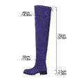thumbnail image 2 of SACFOF Women's Over The Knee Thigh High Chunky Low Flat Heel Boots Long Stretch Zipper Sexy Fall Fashion Boots Black Red Purple US5-11, 2 of 6
