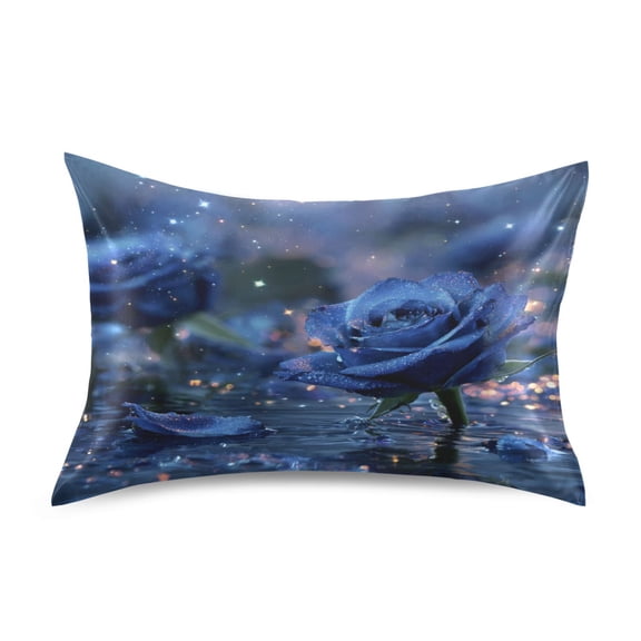 Satin Pillowcase Home Luxury Envelope Pillowcases Soft And Smooth Blue Roses