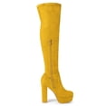 thumbnail image 3 of BLISSFUL STEP Women's Boot Platform Block Heel Over Knee Boots Yellow 7.5, 3 of 7