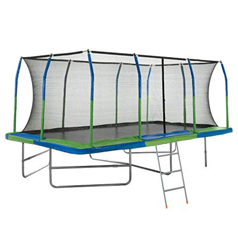 Outdoor Heights Standard Rectangular Kids Trampoline with Safety Net & Fiber Flex Enclosure Ring & Bonus Ladder - 10ft x 17ft - image 1 of 6