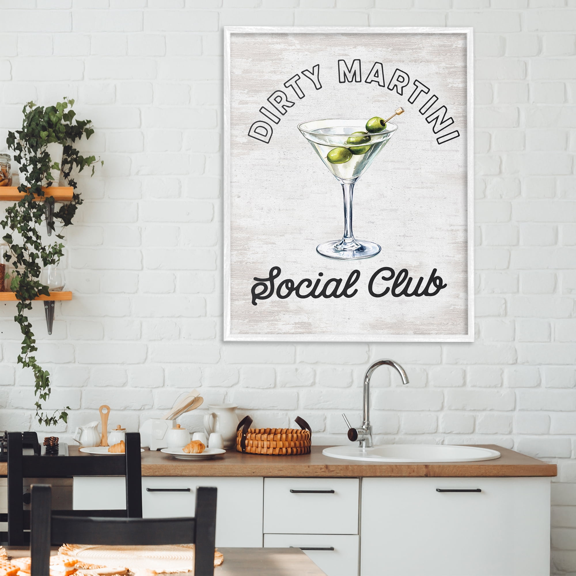 Stupell Industries Dirty Martini Social Club White Framed Giclee Art, design by Lettered and Lined