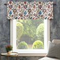 thumbnail image 4 of Boho Floral Farmhouse Short Window Curtain Valances, Blue Red Flower Vintage Petals Branch Leaf Rod Pocket Kitchen Valances for Living Room Bedroom Bathroom Cafe 42" x 12", 4 of 8