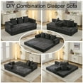 thumbnail image 4 of 78.8" Folding Floor Sofa Bed with Armrest, Chenille Sleeper Couch, No Assembly,Black, 4 of 8
