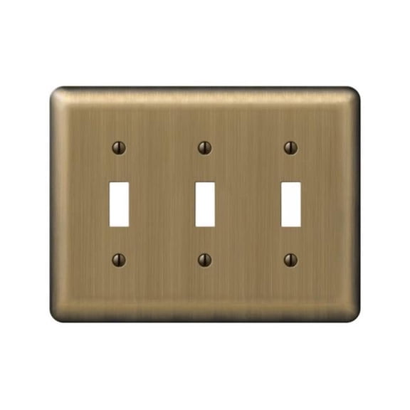 154TTT 3 Toggle Wall Plate  Brushed Brass