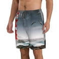 thumbnail image 2 of Kll 3d Lighthouse In The Surf Men'S Casual Summer Beach Shorts Hawaiian Shorts With Pockets-Large, 2 of 9