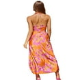 thumbnail image 4 of Women Sleeveless Halter Dress Elegant Tie-up Ruched Backless Zebra-stripe/ Flower Print Cutout Long Dress Maxi Party Cocktail, 4 of 7