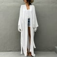 thumbnail image 2 of yillto Womens Long Coverups Long Sleeve Button down Side Split Cardigan Swimsuit Cover up Summer, 2 of 6