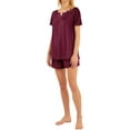 thumbnail image 6 of GESJQFZ Women Spliced Pleat Solid Color V Neck Pajama Shorts Nightwear Set, 6 of 7