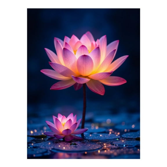 Diamond Art Kit for Adults, Lotus Blossom Serenity Glow Diamond Painting for Adults Beginners, 5D DIY Diamond Art Painting Kits, Colorful Diamond Painting Craft for Home Decor 12x16