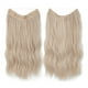 thumbnail image 1 of Xiao Hua Extensiones de cabello de alambre, gruesas, rizadas, onduladas, invisibles, con clip, sintéticas, para mujer, 16 pulgadas, color rosa claro y dorado., 1 of 2