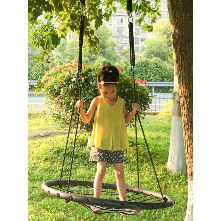 PLAYBERG QI003375 Round Net Tree Swing with Hanging Ropes