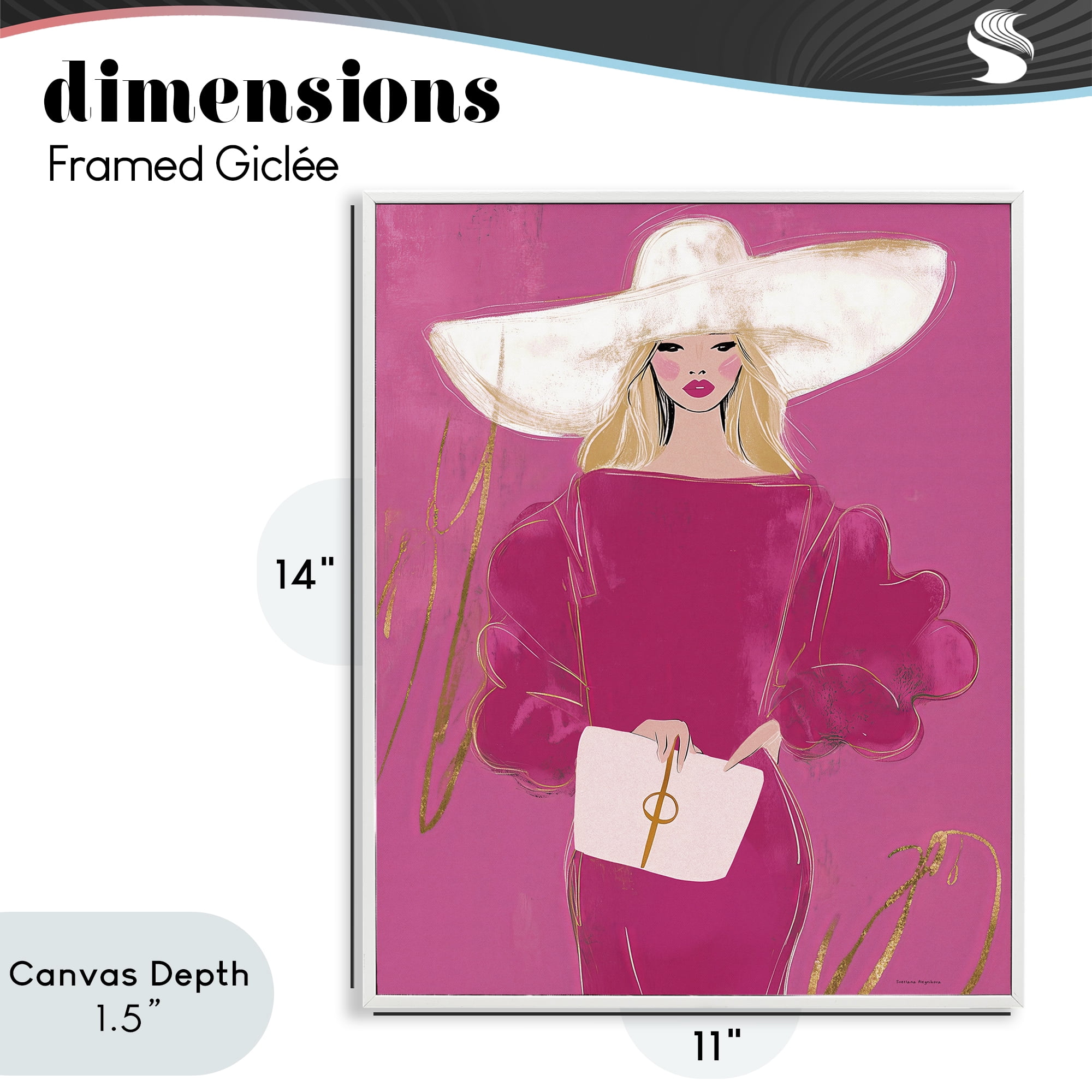 Stupell Industries Lady In Pink with Hat White Framed Giclee Art, design by Svetlana Aleynikova