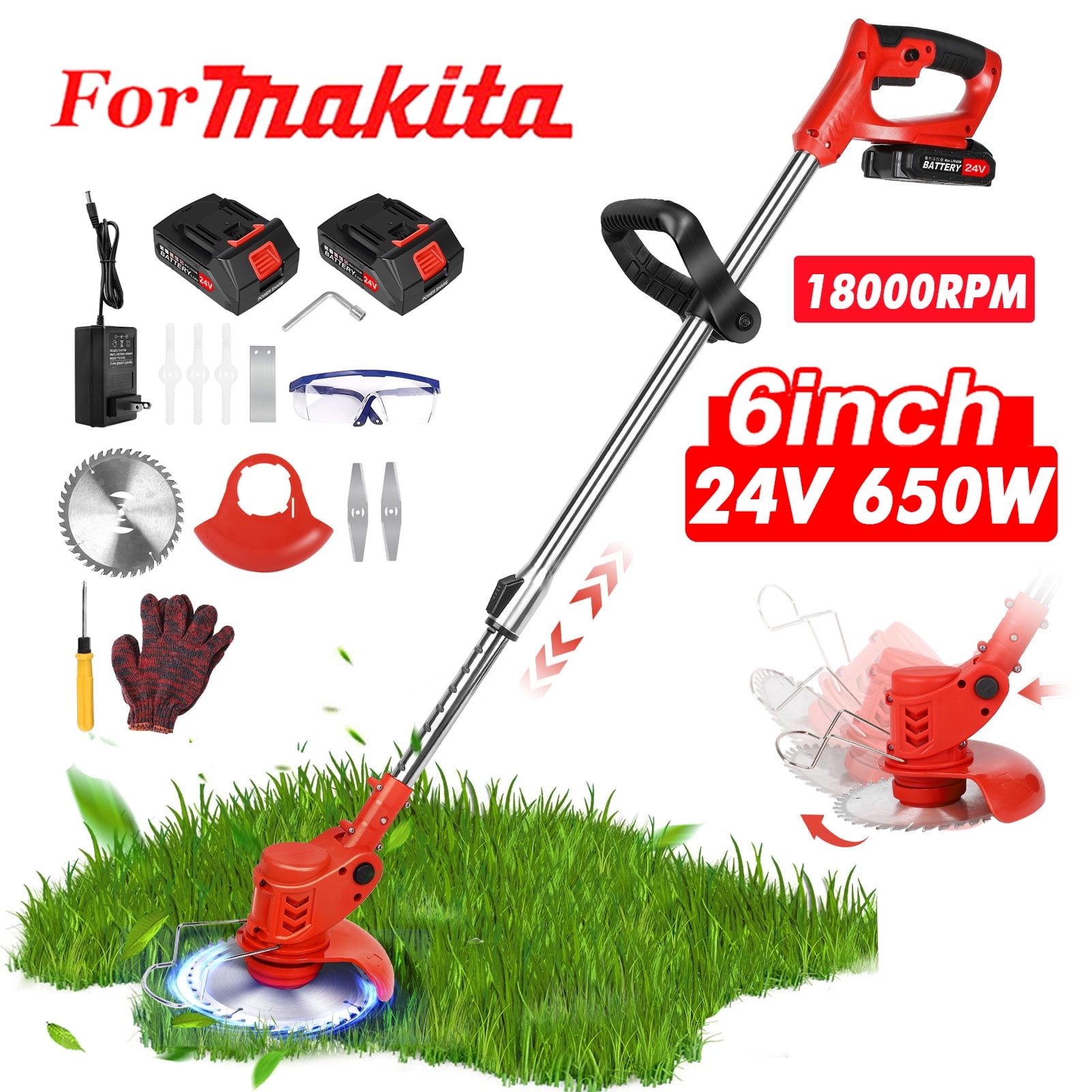 Tanbaby Weed Wacker Cordless Electric Brush Cutter Stringless Weed
