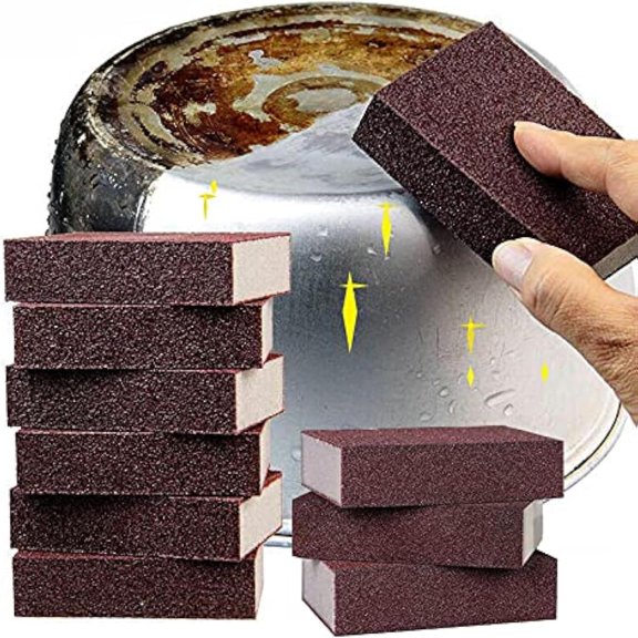 Bxaolu Magic Carborundum Sponge, 10Pack Rust Foam Cleaning Eraser for Pots, Pans, Sink, Grill, Household Cleaning Emery Sponges for Kitchen, Bathroom