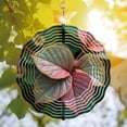 thumbnail image 2 of 3D Metal Hanging Wind Spinners with Concentric White Lines & Vibrant Leaf Design - Colorful Wind Chimes for Yard and Garden Decor, 2 of 6