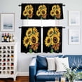 thumbnail image 2 of Yellow Sunflowers Kitchen Curtains Sets for Windows 36 Inch Length, Farmhouse Floral Leaves Butterfly Black Rod Pocket Window Treatments Tier Curtains and Valances Set for Bedroom/Bathroom, 2 of 8