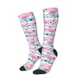 thumbnail image 2 of Balery Pink Striped Flamingo Fun Novelty Socks Men'S Women'S Crew Socks Funny Crazy Novelty Socks Quirky And Cool Socks, 2 of 9