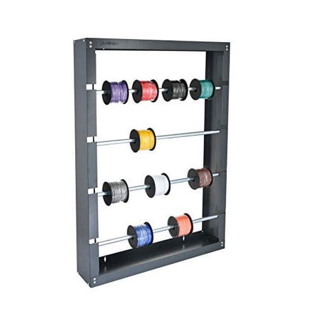 AdirPro Support de Bobine de Fil - Distributeur de Fil/câble de Résistance Supérieure - Présentoir de Conduit et Rangement pour Usage Électrique Industriel et de Détail (4 Tiges, Gris)