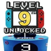 Level Up Cake Topper - Level ITL1 9th Game Sign Theme Party Decorations for Video Game Themed Kids Boy Girl Party Supplies