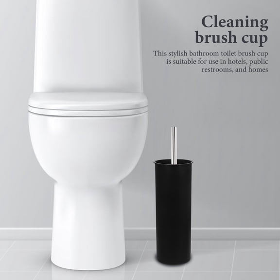 KONTONTY Black Toilet Brush Plastic Cup Holder Stable Bathroom Brush Storage for Home