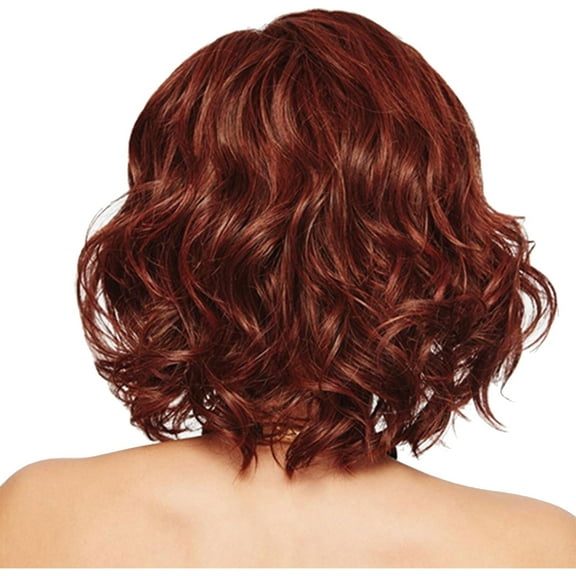 Desertasis wigs human hair glueless wigs human hair pre plucked pre cut Wig Women's Wine Red Dyed Pear Flower Curly Short Curly Hair Wig Cover Suitable For Women's Wigs Red One Size
