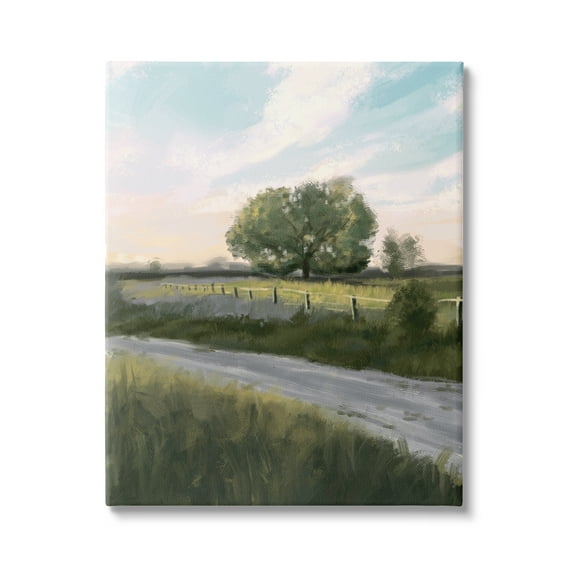 Stupell Industries Rural Grasslands Lone Country Tree Clear Sky Painting Gallery Wrapped Canvas Print Wall Art, Design by Ziwei Li