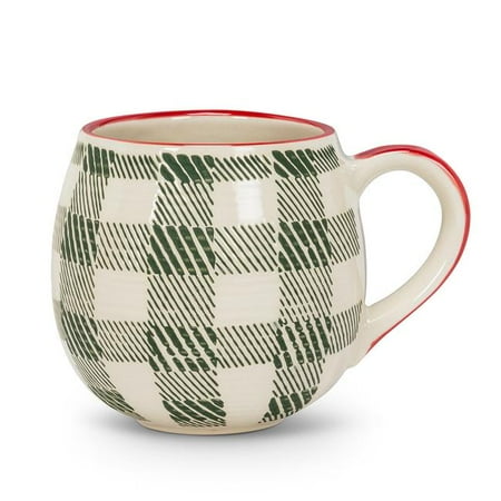 

Abbott Collection AB-27-BALLON-02-GRN 3.5 in. Plaid Ball Mug Green & Ivory