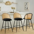 thumbnail image 2 of ANMINY Swivel Rattan Full Back Bar Stools, Black (Set of 2), 2 of 10