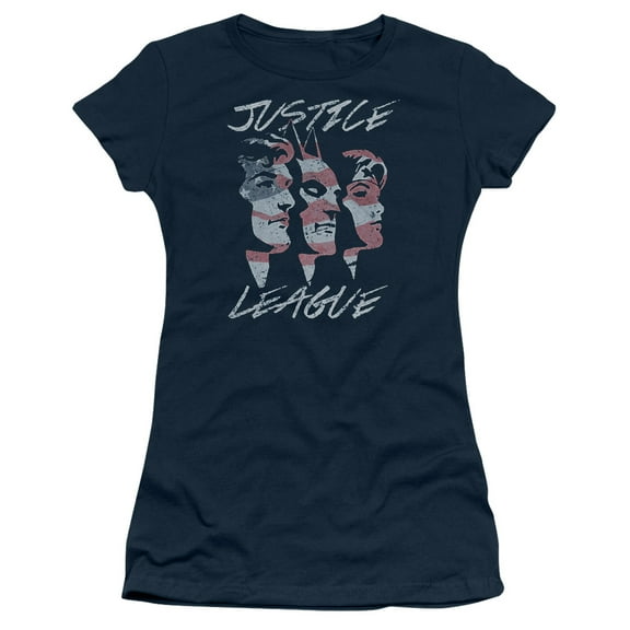 Jla - Justice For America - Juniors Teen Girls Cap Sleeve Shirt - Medium