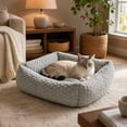 thumbnail image 4 of Small Dog Bed Raised Edges Non-Slip Plush Calming Cushion Light Gray 50x45x15cm, 4 of 7