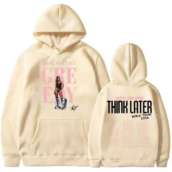 Tate Mcrae The Think Later World Tour 2025 Hoodie Men Women Vintage Oversized Hip-hop Sweatshirt Streetwear Fleece Pullover Male