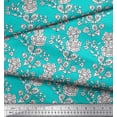 thumbnail image 3 of Soimoi Polyester Crepe Fabric Leaves & Floral Block Printed Fabric 1 Yard 42 Inch Wide, 3 of 3