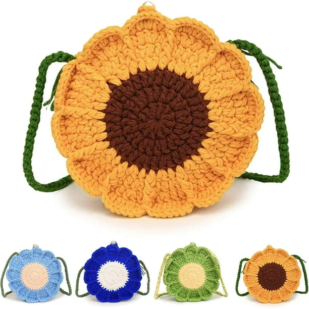 Bolso de crochet con margaritas hecho a mano, lindo bolso cruzado para niñas, bolso de punto para mujeres y niñas