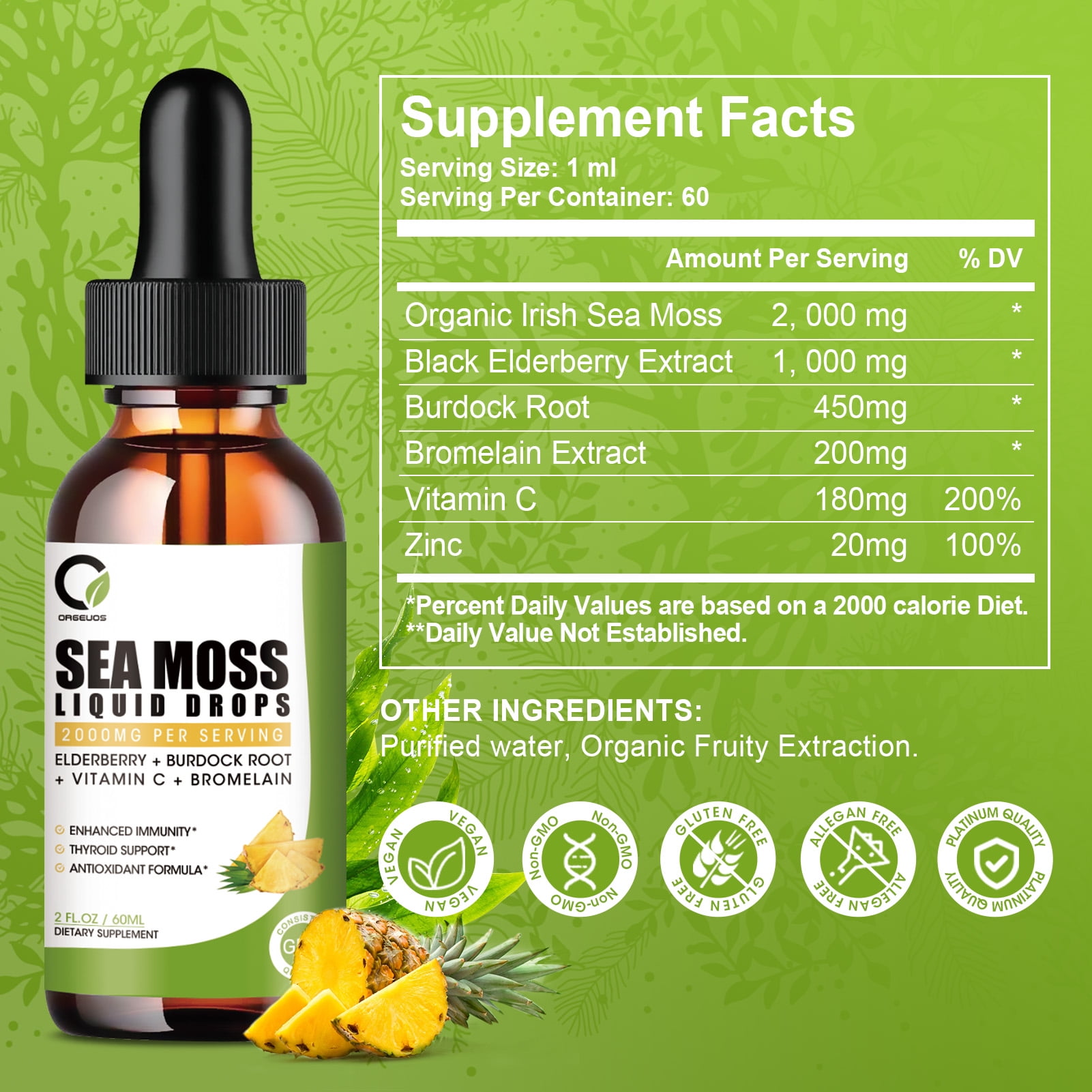 2000mg Sea Moss Drops, Irish Sea Moss Supplement Supports Immunity ...