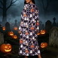 thumbnail image 4 of Women's Plus Halloween Nightgown Pumpkin Ghost Print Crewneck Long Sleeve Dress Fall Loungewear Sleep Maxi Dress, 4 of 4