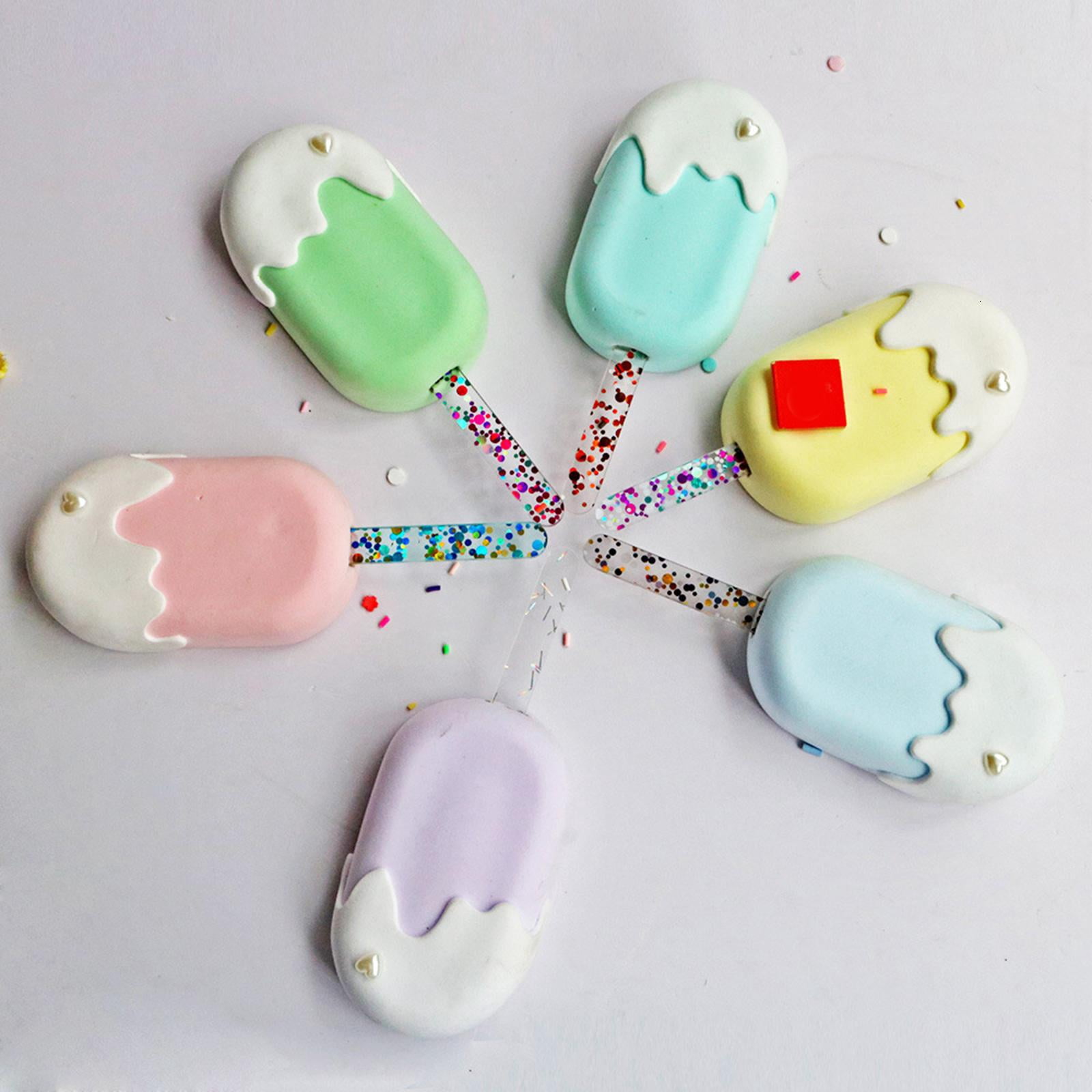 HannLk 50 pcs Reusable Multicolor Glitter Ice Cream Sticks Adorable Gifts Durable Use