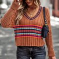 thumbnail image 4 of Blusa adelgazante de empalme de punto de manga larga para mujer Suéteres con cuello en V Pompotops hdfakjf11547, 4 of 7