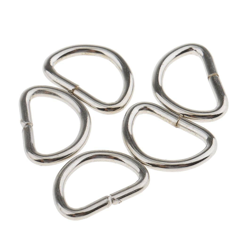 GUOOL 4x100 Pieces Alloy DIY D Dee Rings for Webbing Strapping 10x6x1.5mm White 4 Pcs