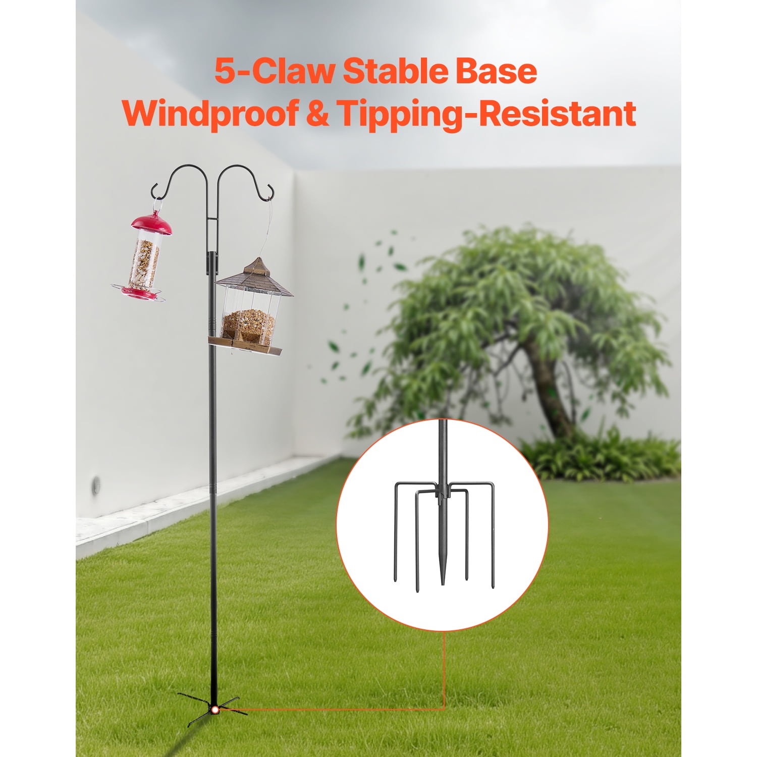 KFFKFF Set of 8 Tall Shepherd Hooks for Outdoor Use, 108-Inch Sturdy Poles for Bird Feeders, 3/4-Inch Thick Garden Hooks Ideal for Hanging Plant Baskets, Solar Lanterns, Wind Chimes